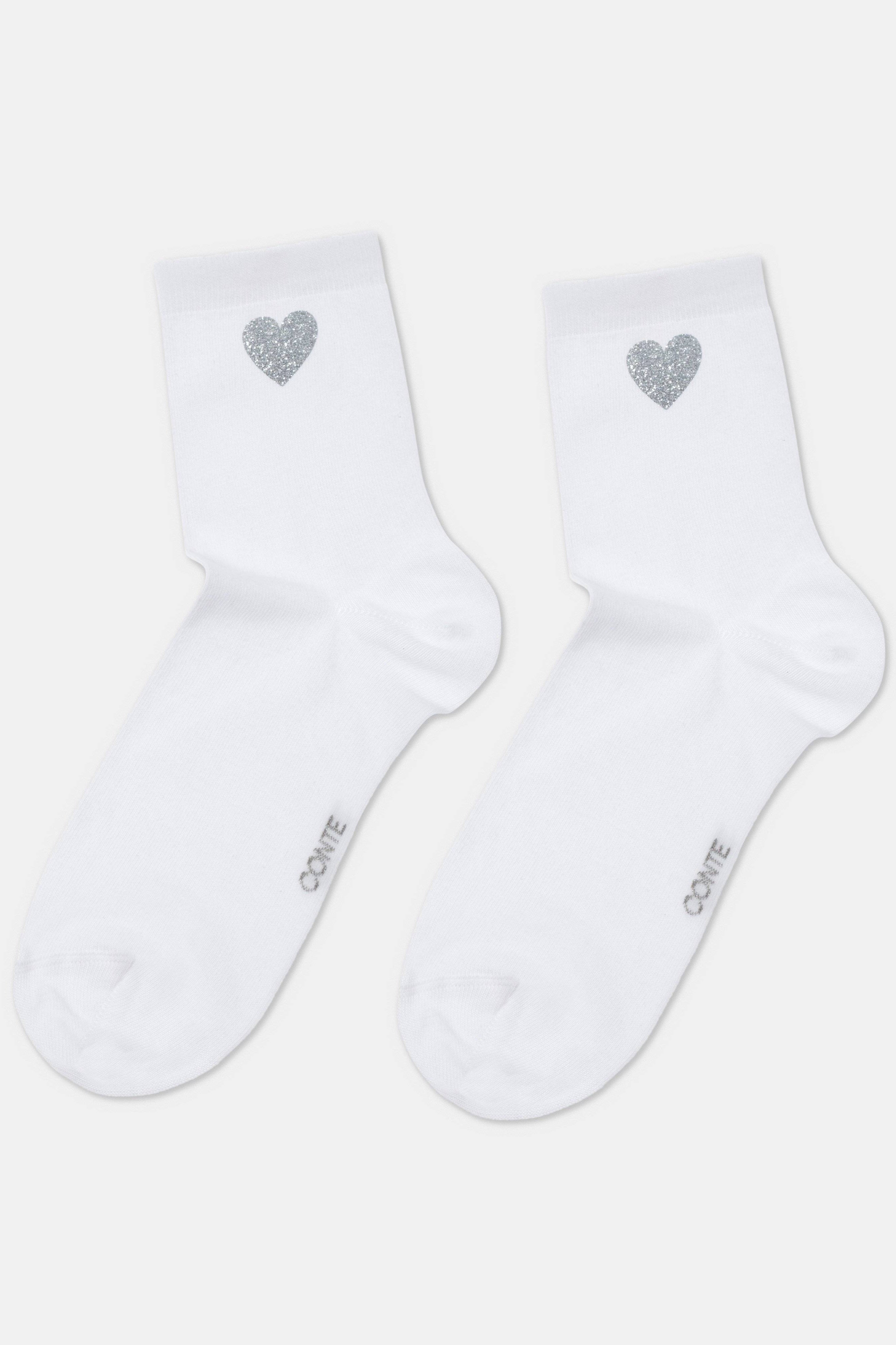 Cotton Socks Conte Classic 427 - Shimmering Heart Pattern - DestGlow