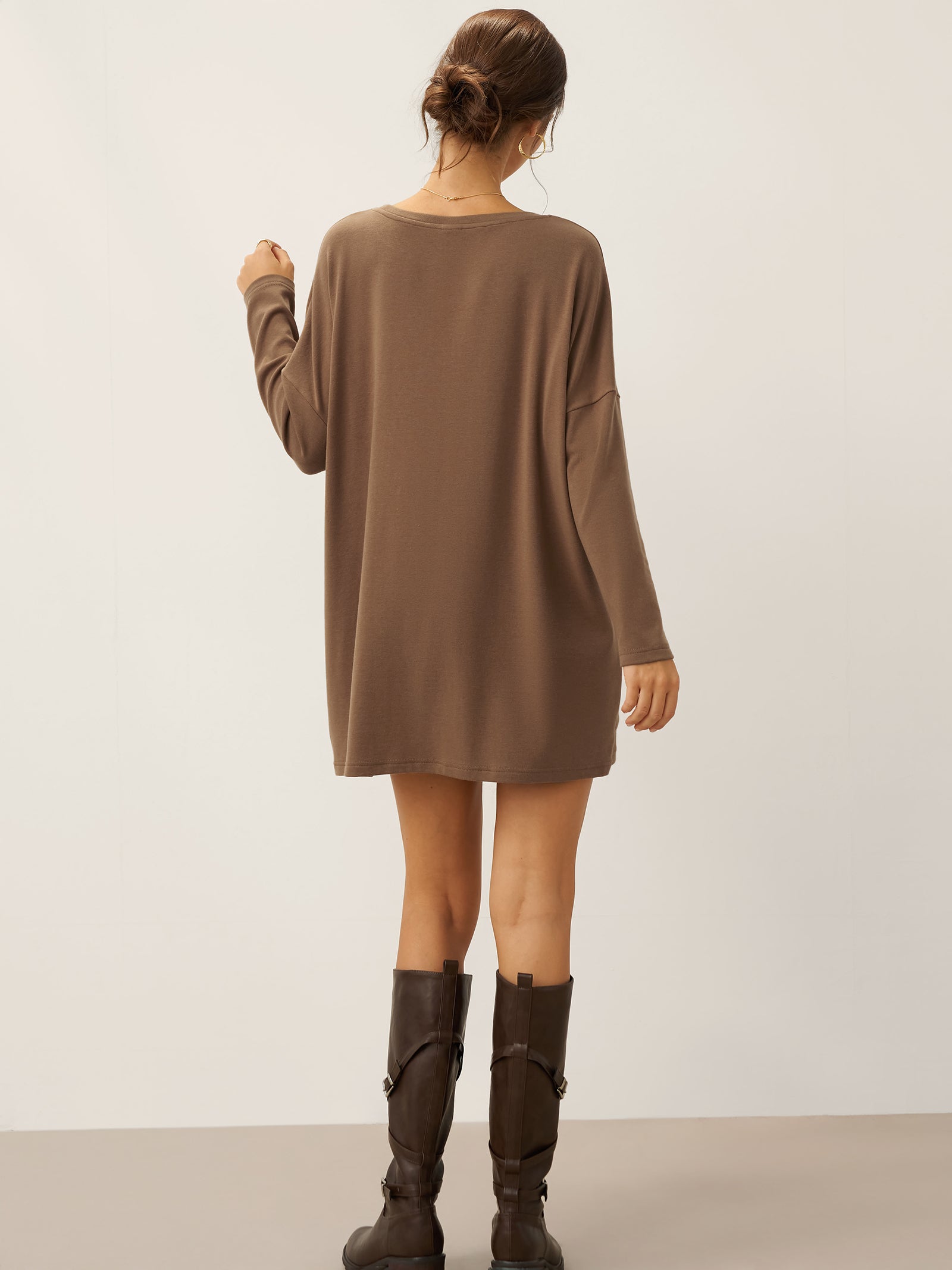 Lenzing Tencel Modal® Long Drop Shoulder Stretch Pullover Top with Patch Pockets DestGlow