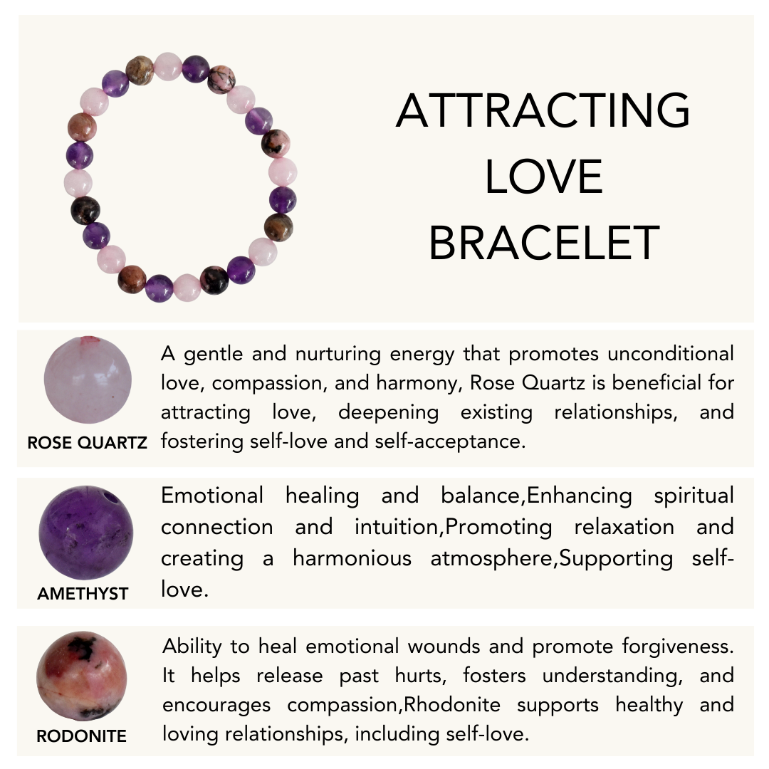Attracting LOVE Crystal Bracelet (Enhances, Compassion, Connection) DestGlow