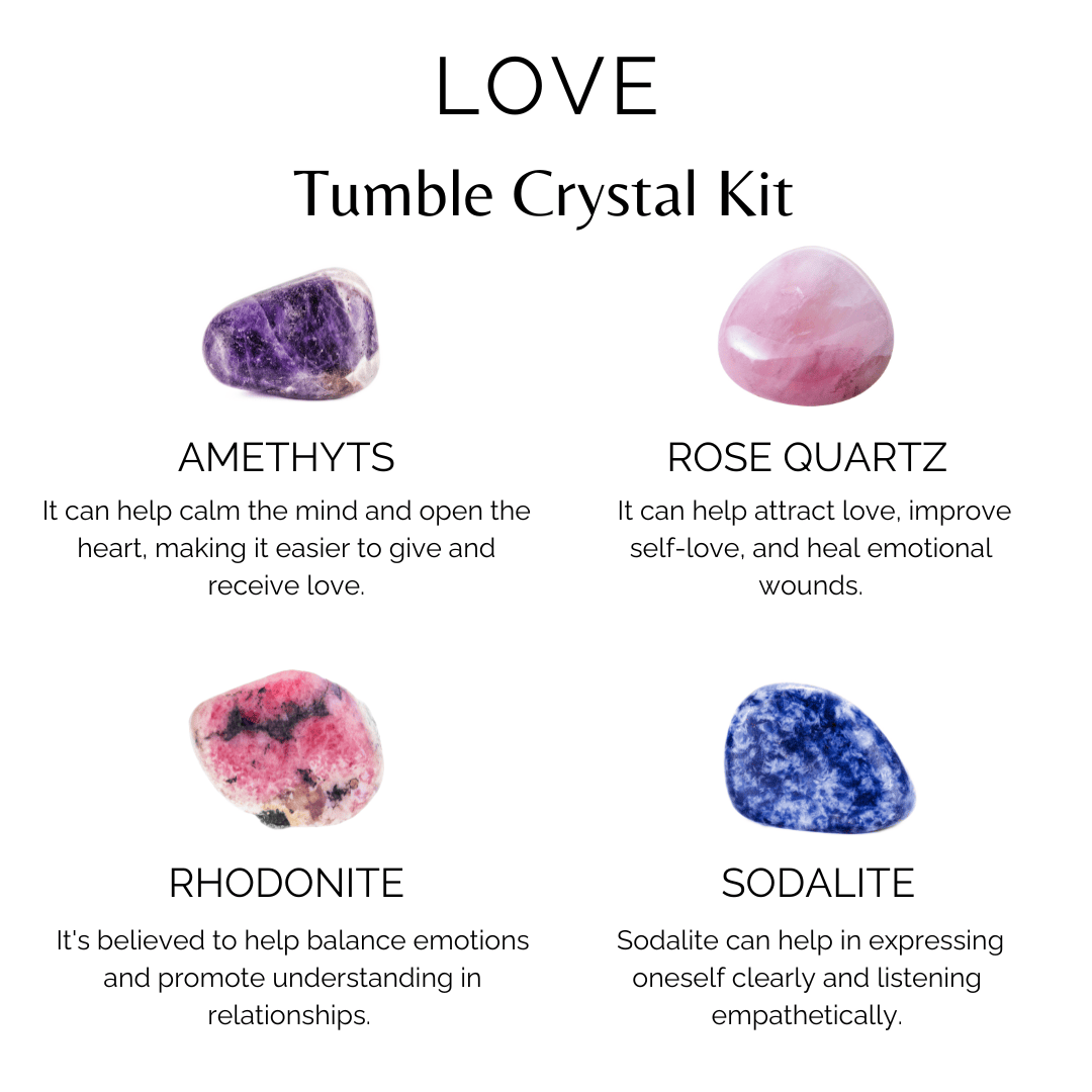Attracting LOVE Crystal Kit, Gemstone Tumble Kit, Love Crystal Gift Set DestGlow