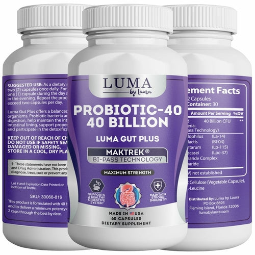 Luma Gut Plus Probiotics - Digestive Health Supplement for Men & Women