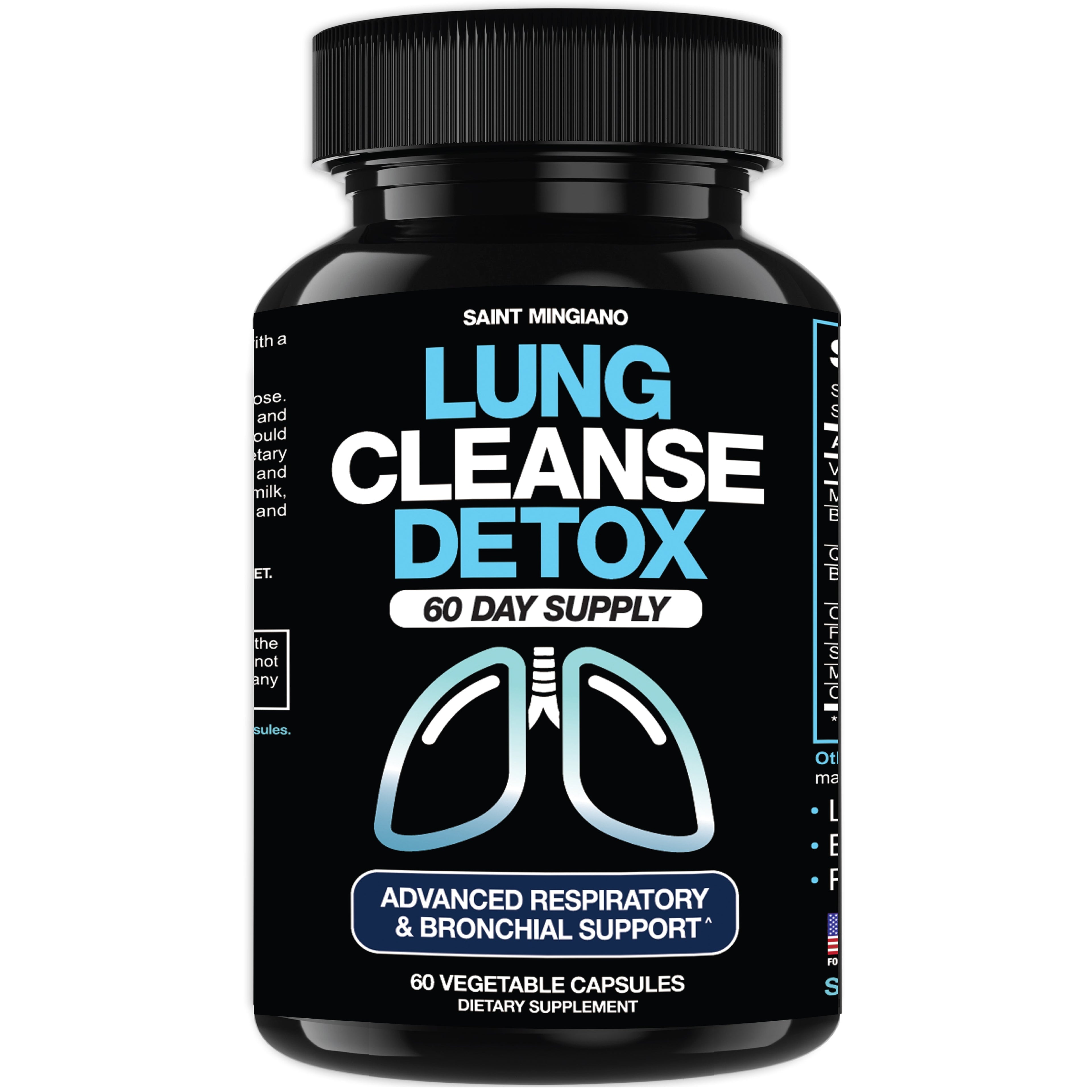 Lung Cleanse Detox, 60 Day Cleanse - Supports Lung Health Within Bronchial & Respiratory Systems by Saint Mingiano - Supplements & Wellness Dedicated to Holistic Health