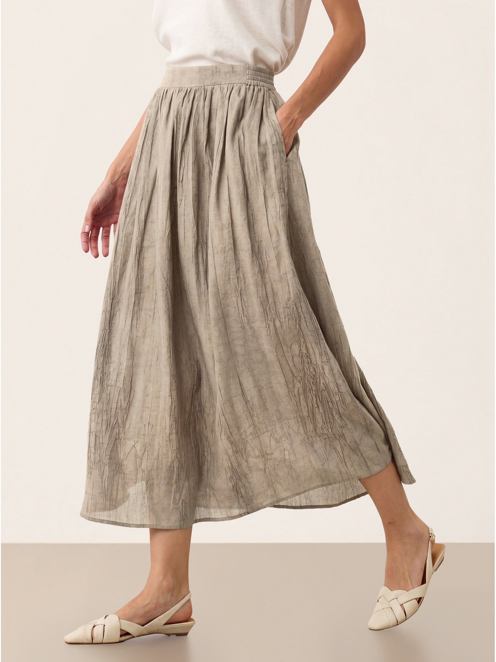 Lyocell Textured Pleated Waist Skirt ROSAMUND DestGlow