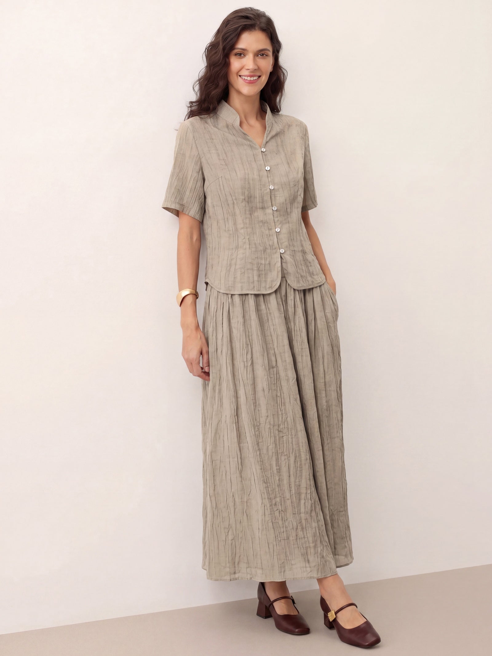 Lyocell Textured Pleated Waist Skirt ROSAMUND DestGlow