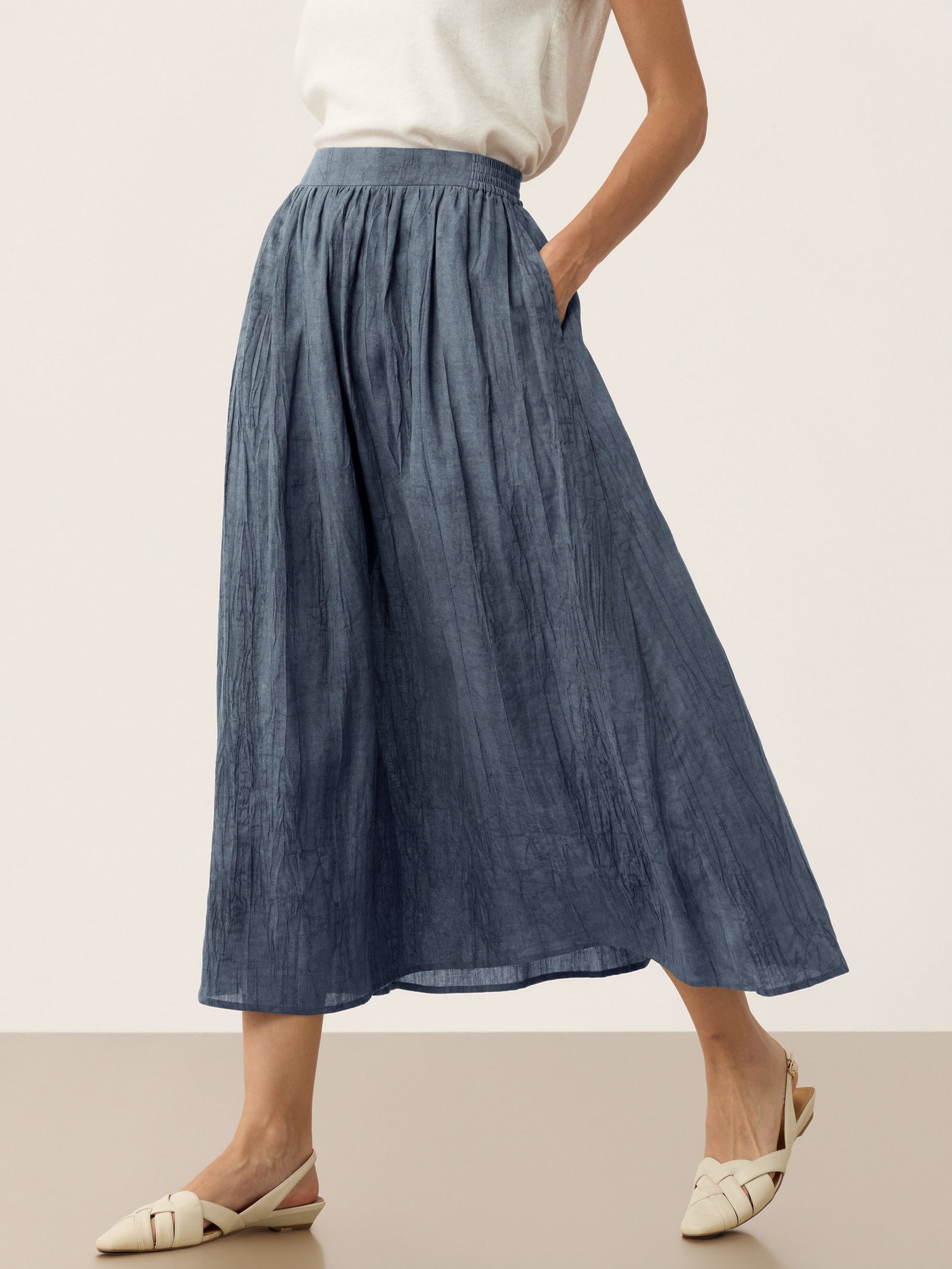 Lyocell Textured Pleated Waist Skirt ROSAMUND DestGlow