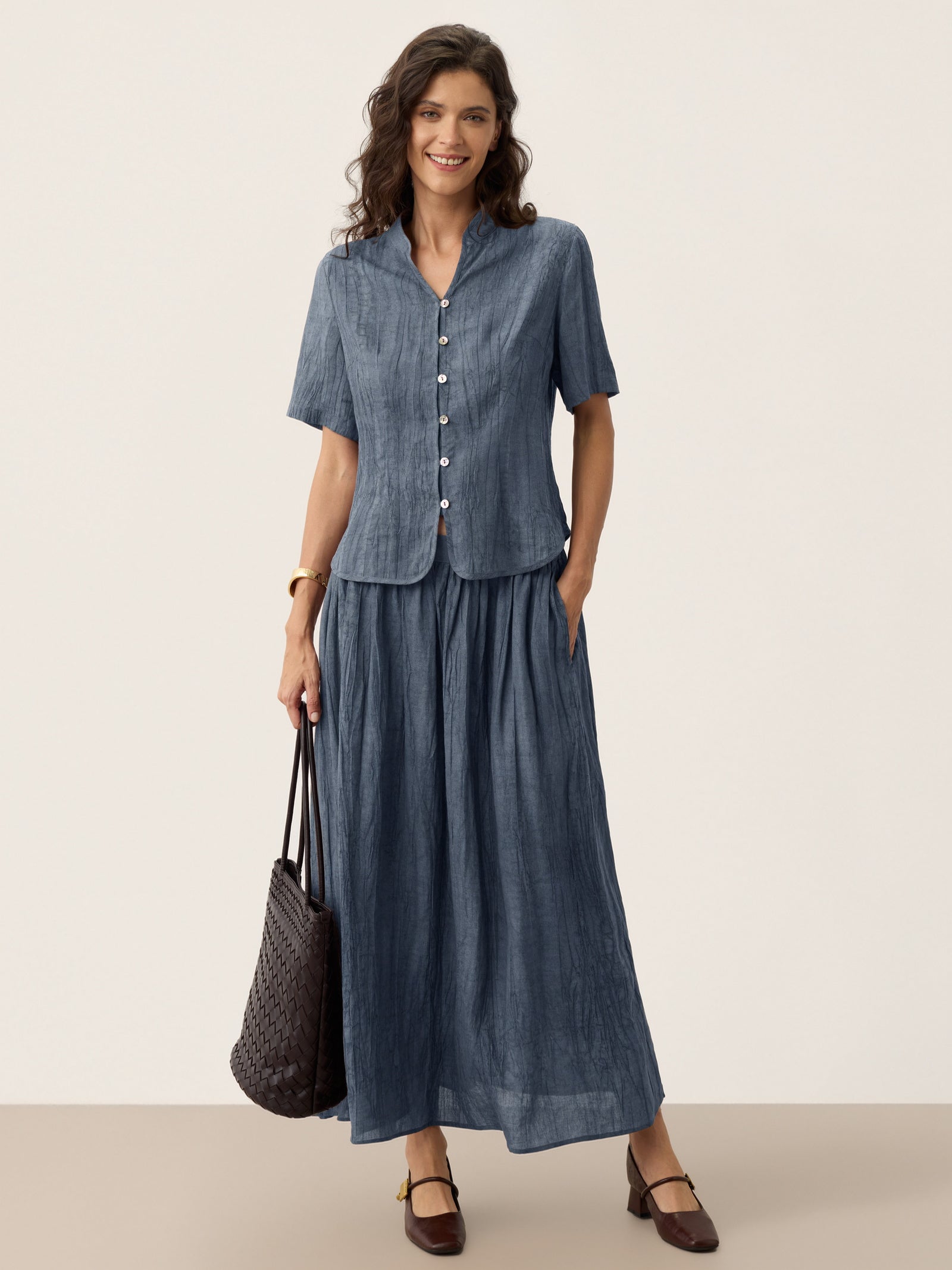 Lyocell Textured Pleated Waist Skirt ROSAMUND DestGlow