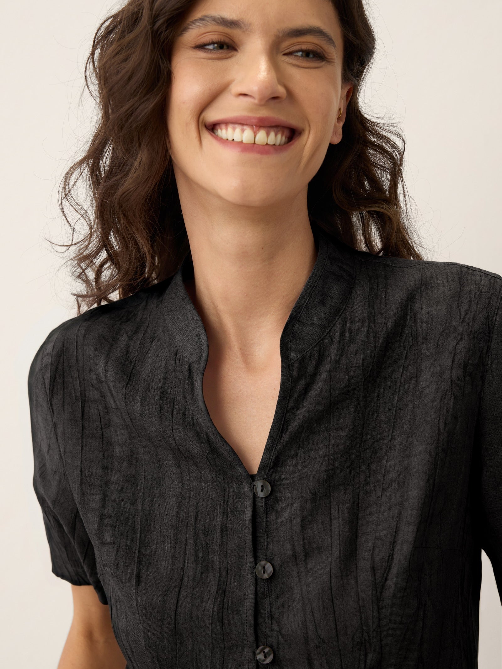 Lyocell Textured Stand Collar Shirt Jacket PHILIPPA DestGlow
