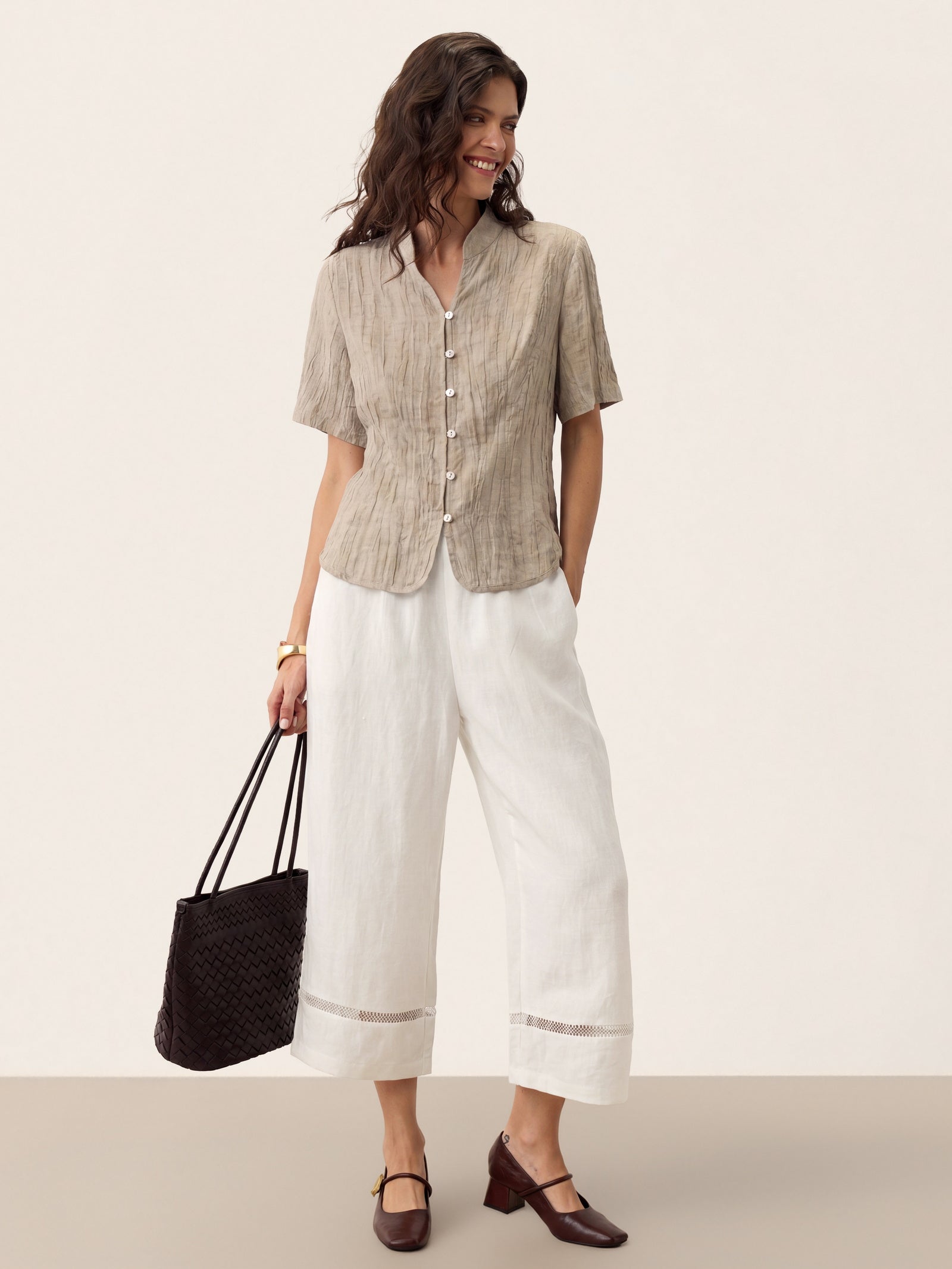 Lyocell Textured Stand Collar Shirt Jacket PHILIPPA DestGlow