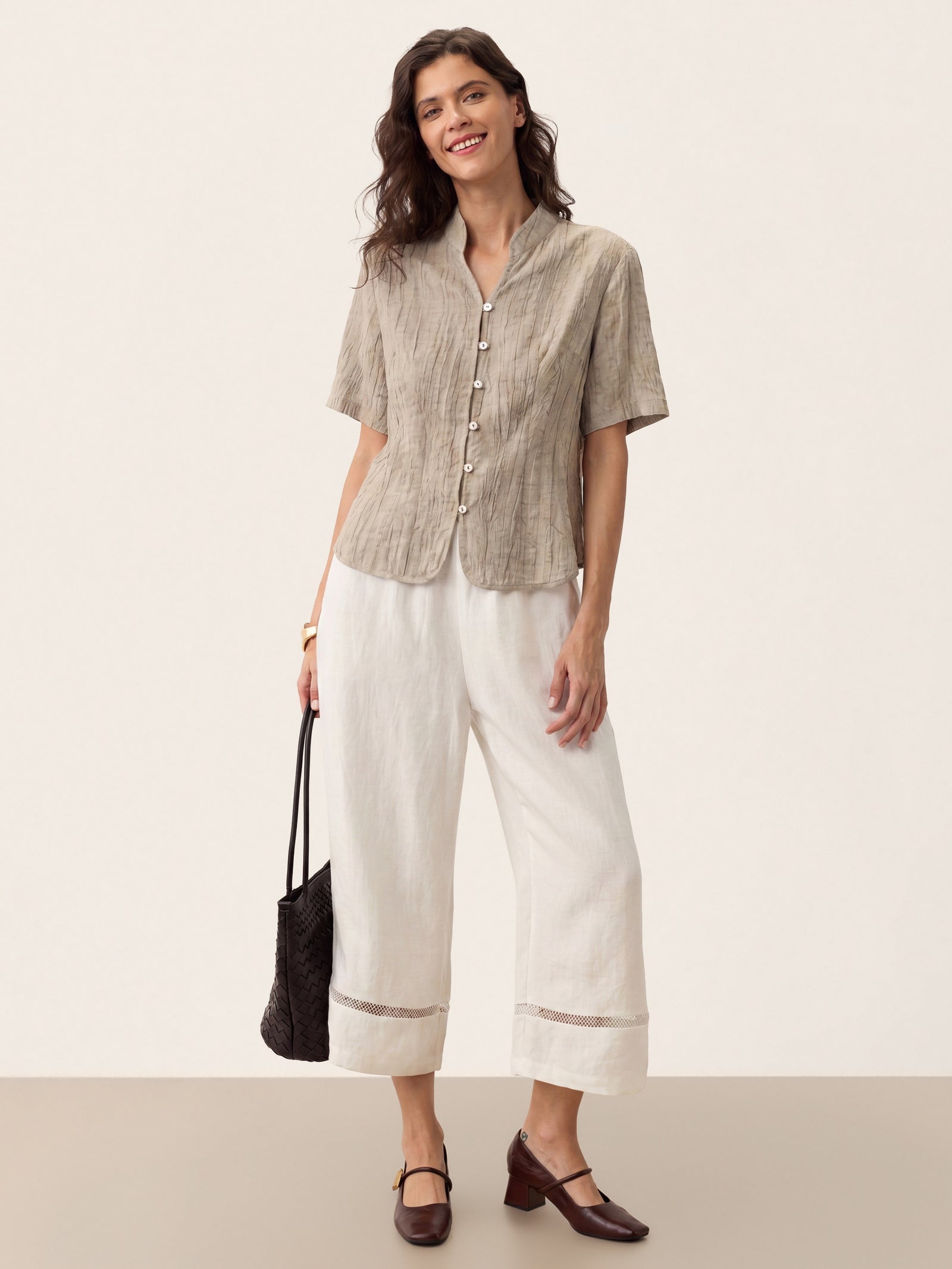 Lyocell Textured Stand Collar Shirt Jacket PHILIPPA DestGlow