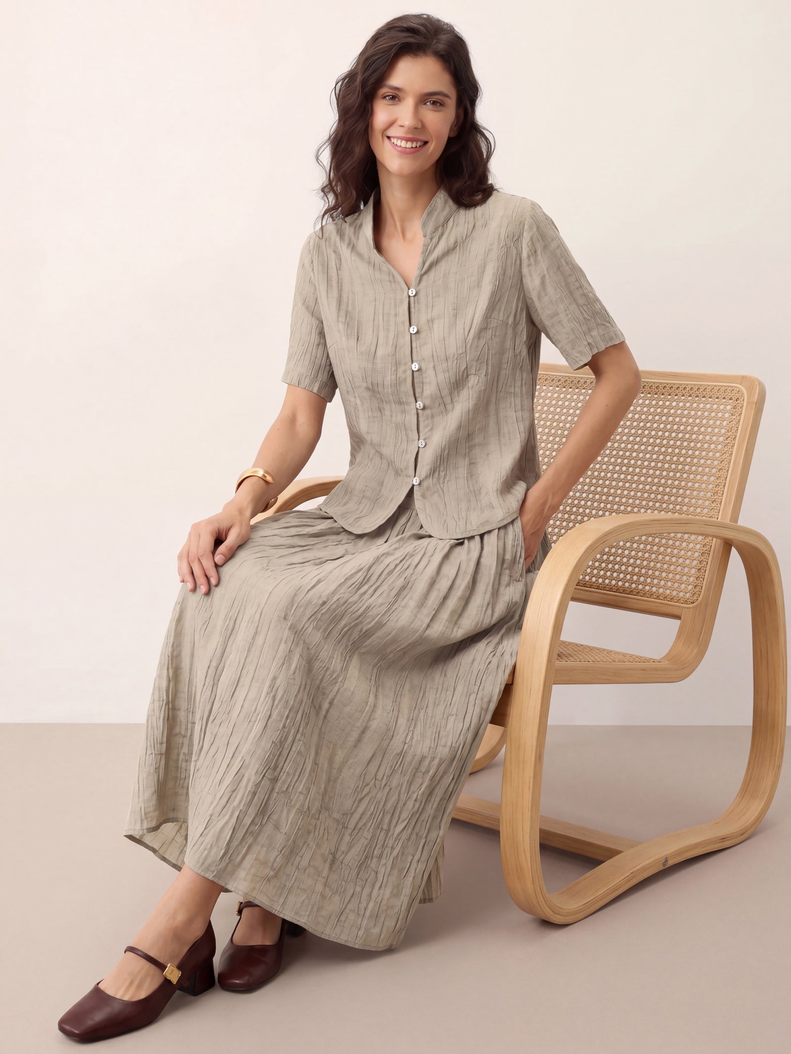 Lyocell Textured Stand Collar Shirt Jacket PHILIPPA DestGlow