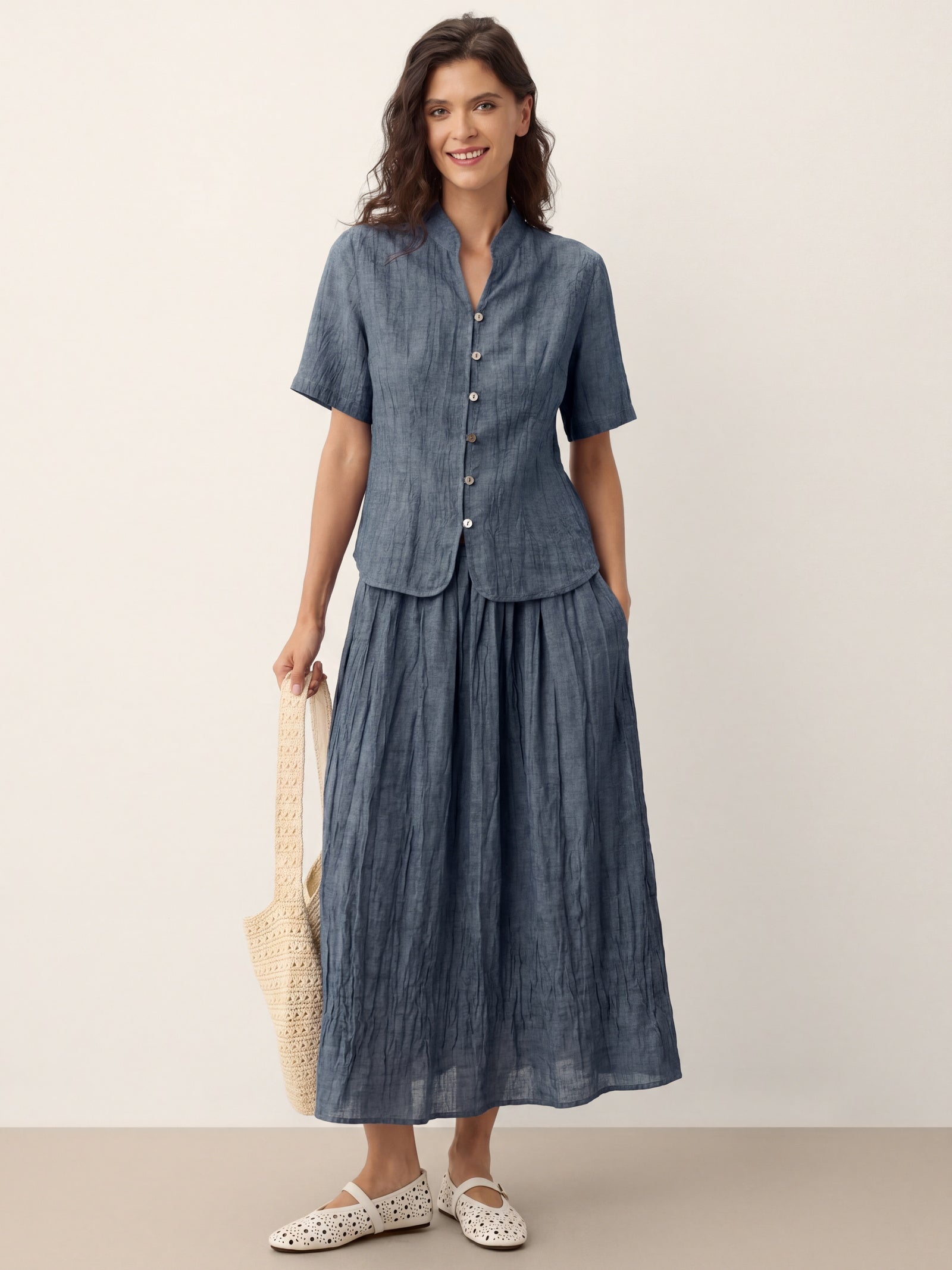 Lyocell Textured Stand Collar Shirt Jacket PHILIPPA DestGlow