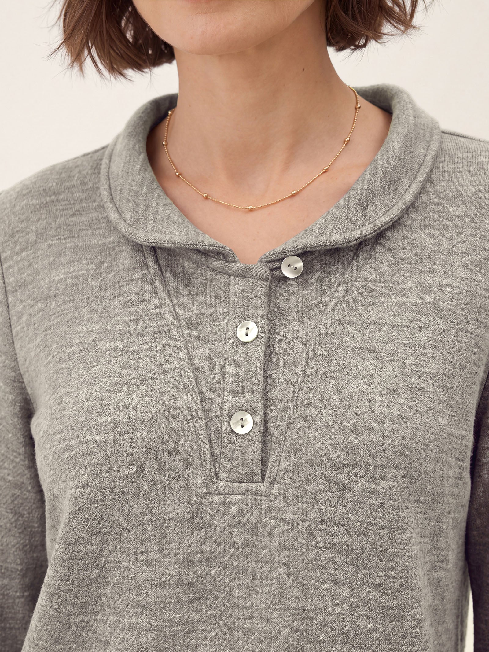 Lyocell Wool Peter Pan Collar Shell Button Knit Top ELIANE DestGlow