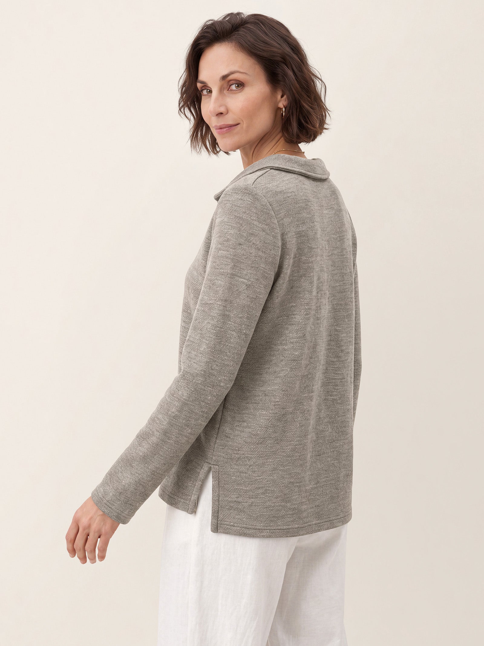 Lyocell Wool Peter Pan Collar Shell Button Knit Top ELIANE DestGlow