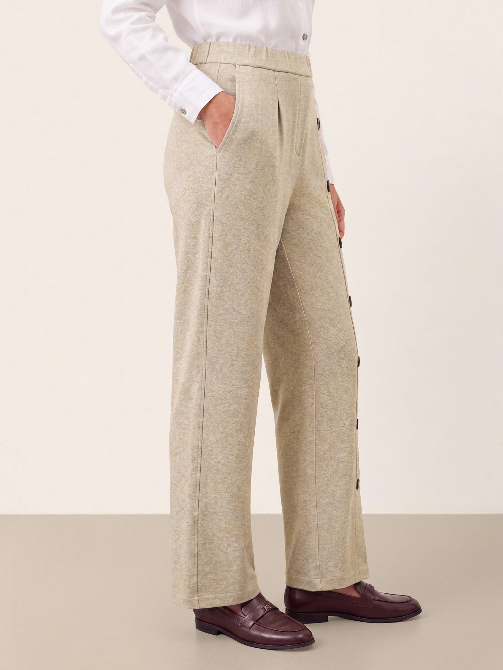 Lyocell Wool Side Button Wide Leg Knit Pants MAREN DestGlow