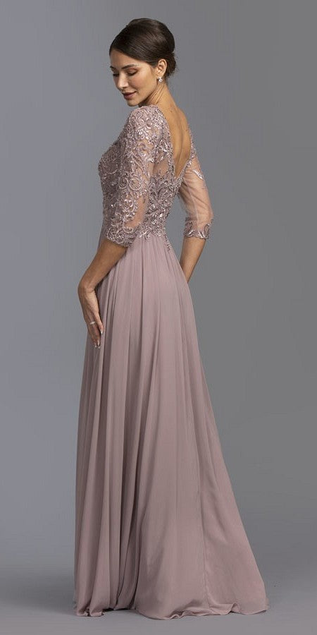 CLEARANCE - Aspeed M2340 Appliqued Mid-Length Long Formal Dress (Size Large) by DiscountDressShop