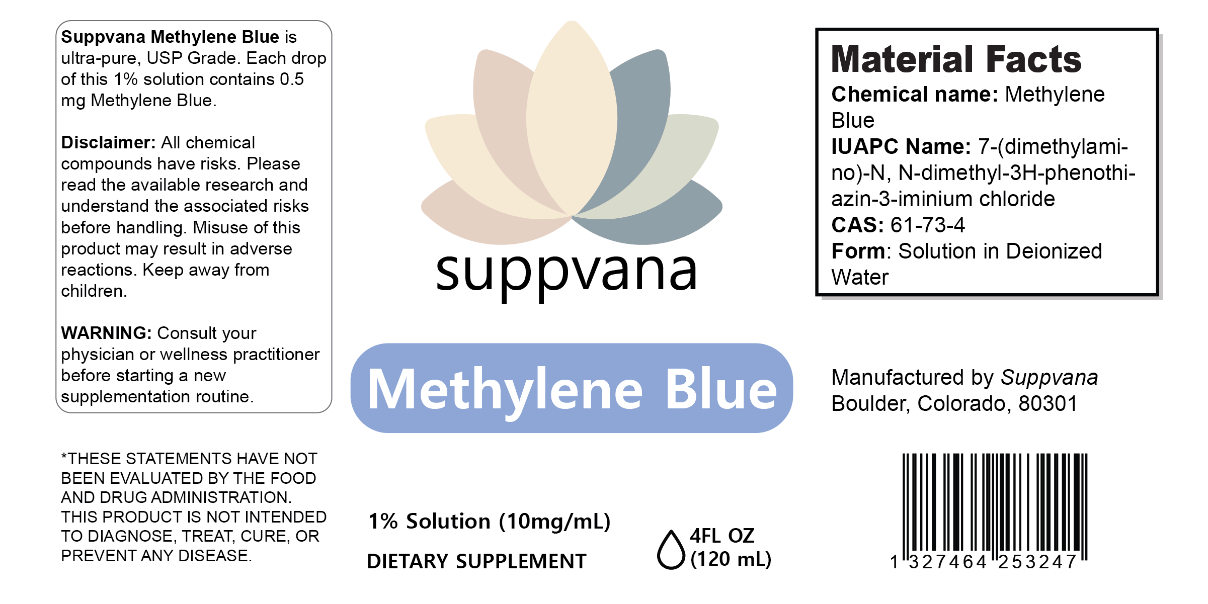 Methylene Blue Liquid 1% XL (1200mg, 4oz) by LIV
