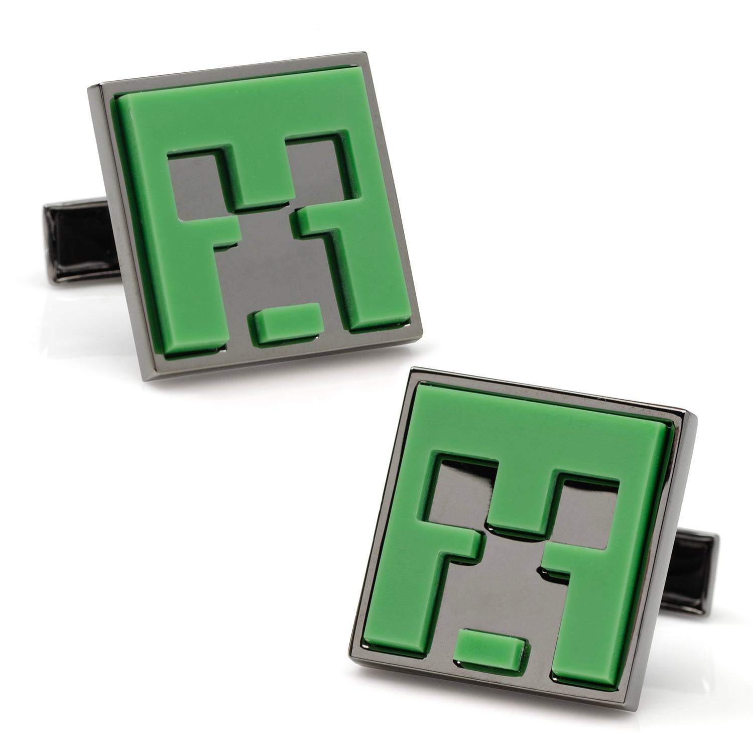 Minecraft Creeper Gunmetal Cufflinks by Cufflinks.com