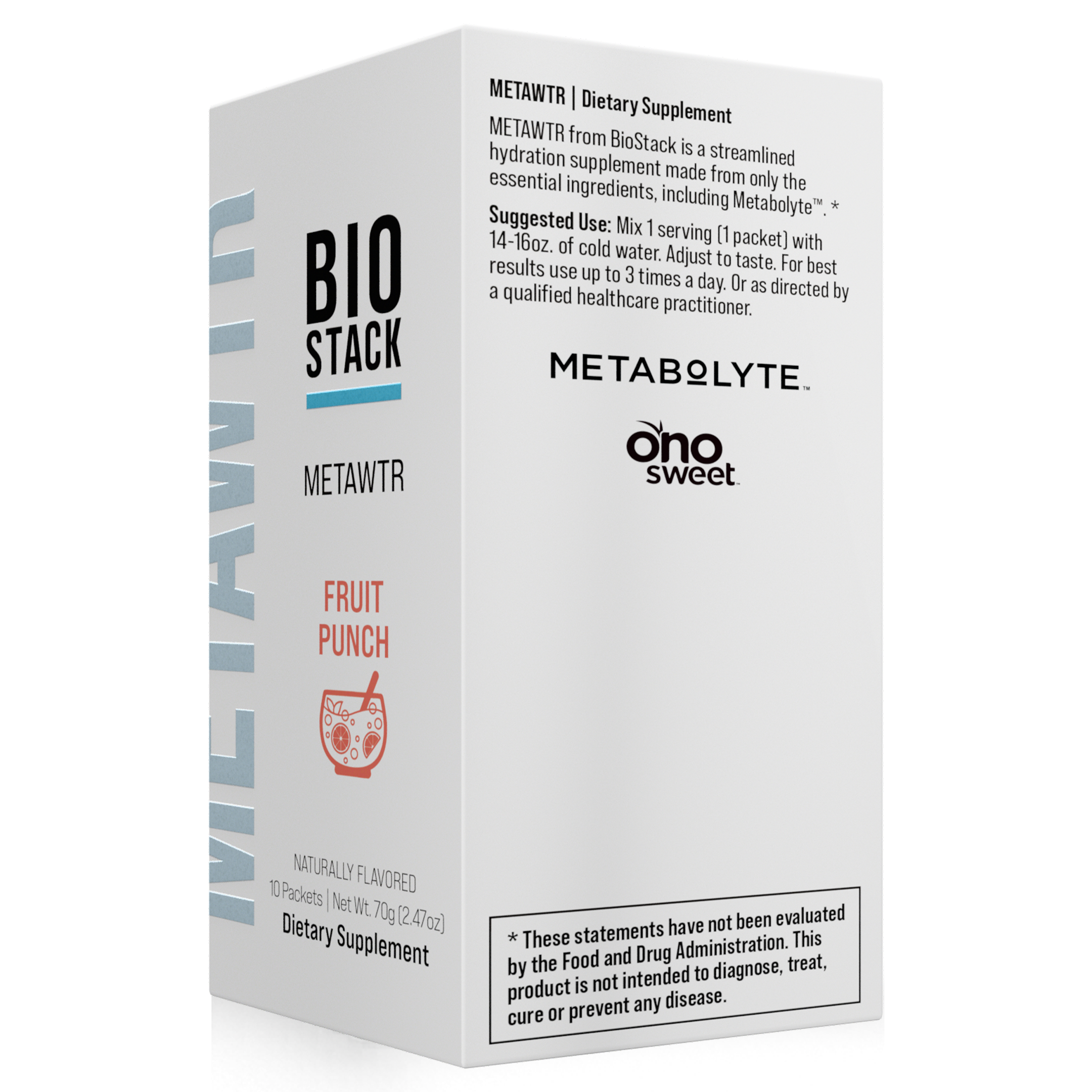 MetaWTR Hydration Fruit Punch - 10 Stick Pack by BioStack
