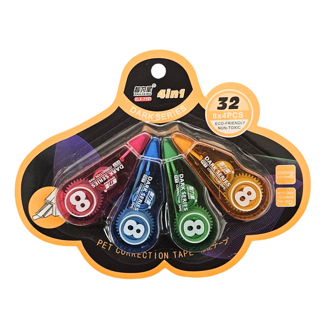 Cinta Correctora Mini Dark Series – Paquete de 4 (8M c/u) DestGlow