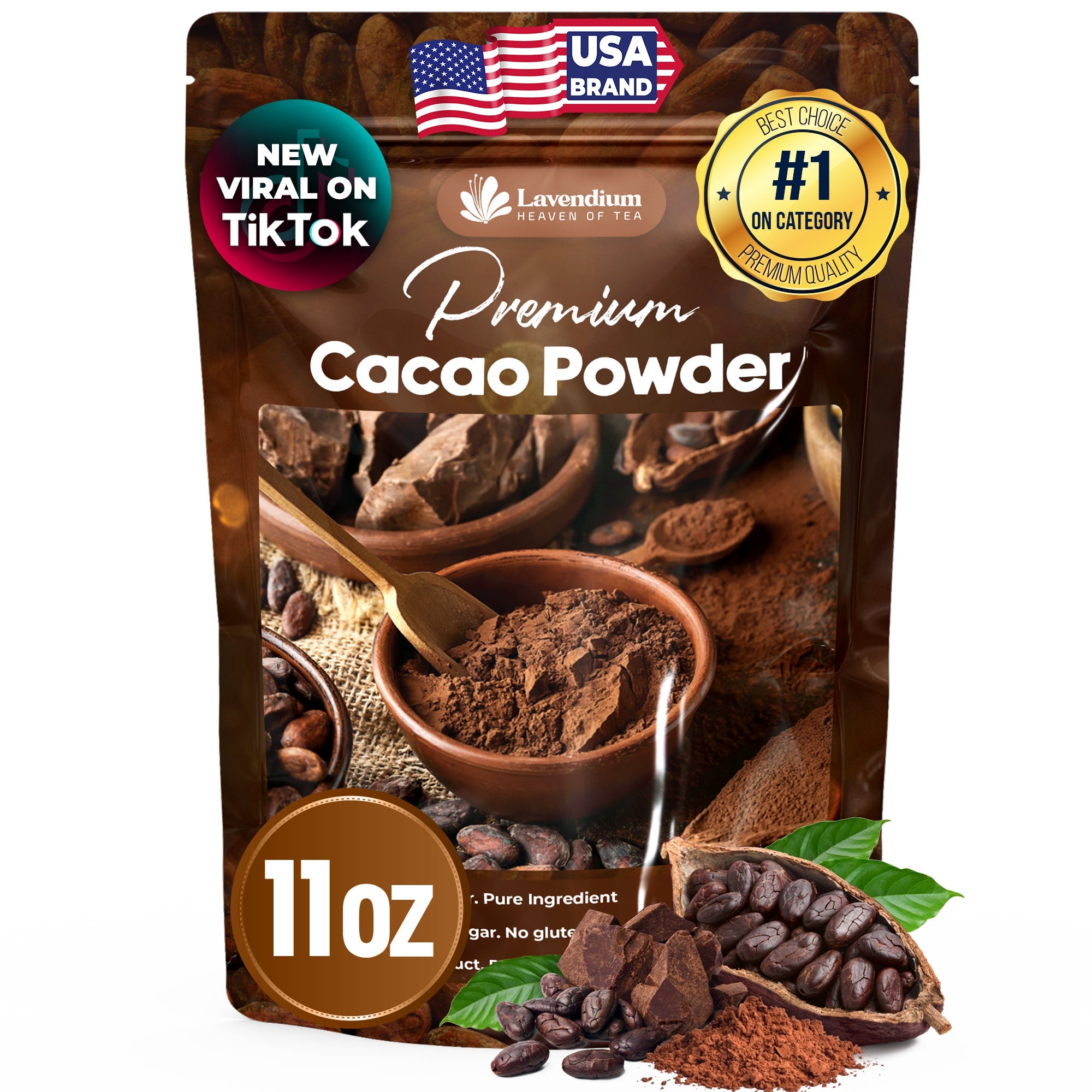 Cacao Powder, 25oz (1.56 lbs), 100% Natural & Pure, Unsweetened, Rich Chocolate Flavor, Perfect for Baking & Smoothies by FreshDrinkUS - Natural and Premium Herbal Tea