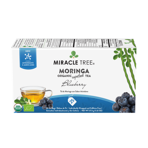 Miracle Tree's Organic Moringa Tea - Blueberry Flavor, 25 Tea Bags