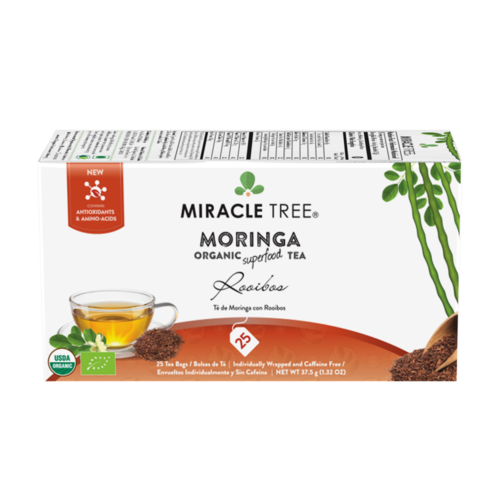 Miracle Tree's Organic Moringa Tea - Rooibos Flavor, 25 Tea Bags