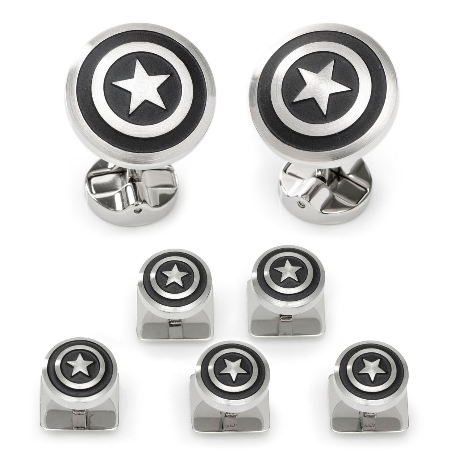 Marvel Captain America Shield Stainless Steel 5-Stud Set by Cufflinks.com