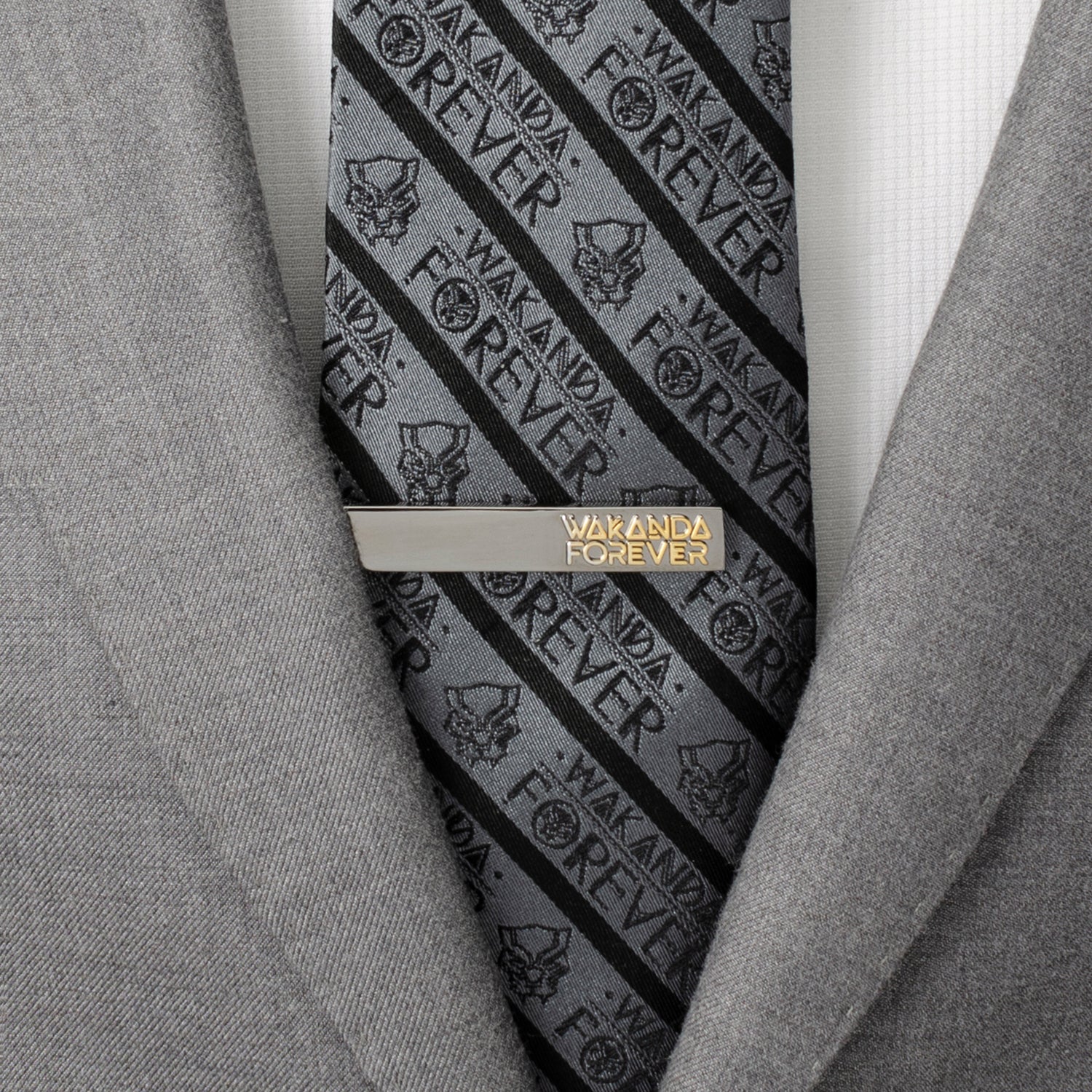 Marvel Black Panther Wakanda Forever Gunmetal Gold Tie Clip by Cufflinks.com