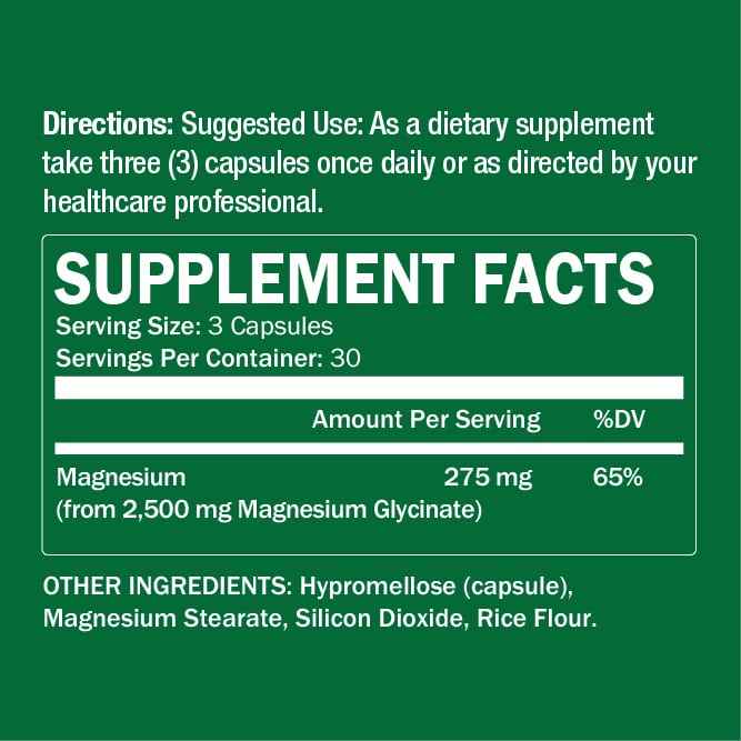 Magnesium Glycinate Supplement 90 Capsules