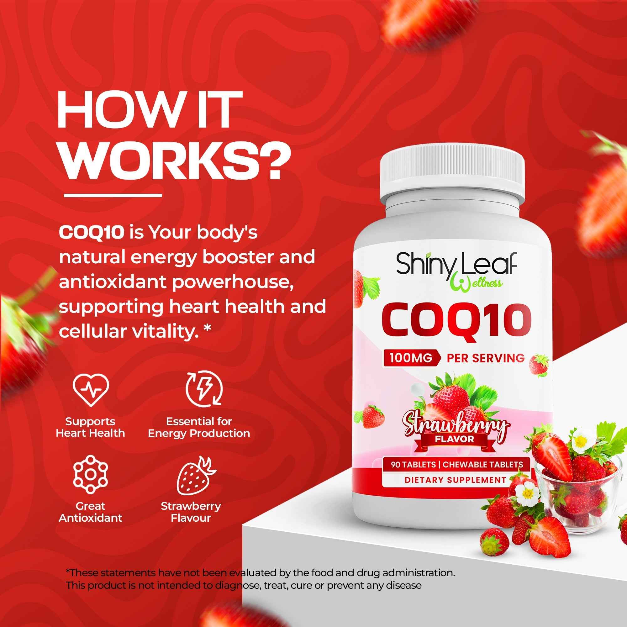 CoQ10 100mg Strawberry Chewable Tablets