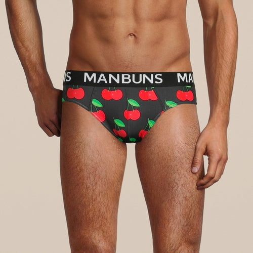 Men's Cherry Brief Underwear - Fun Novelty Fruit Print Underwear