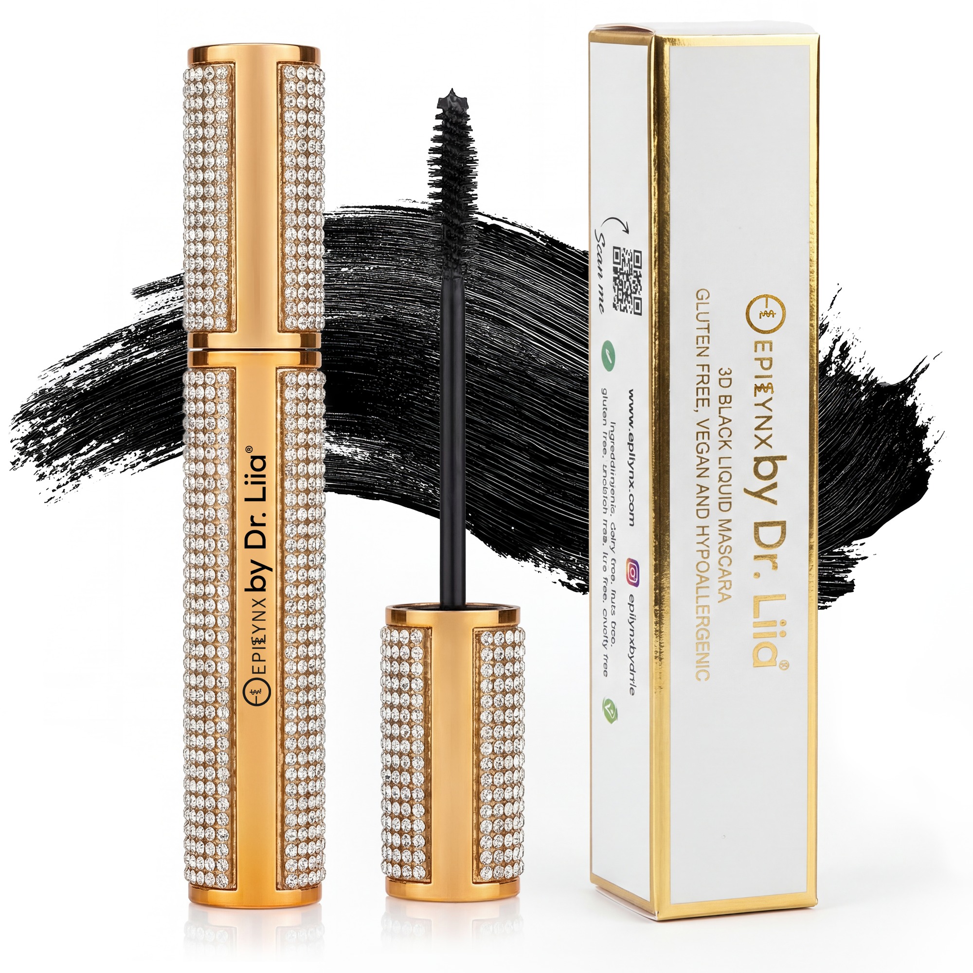 Mega Volume Vegan Mascara – Smudge-Proof with Handmade Diamond Case by EpiLynx