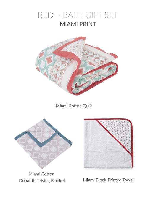 Going Home Newborn Bed + Bath Gift Set - 4-Piece Handmade Baby Gift