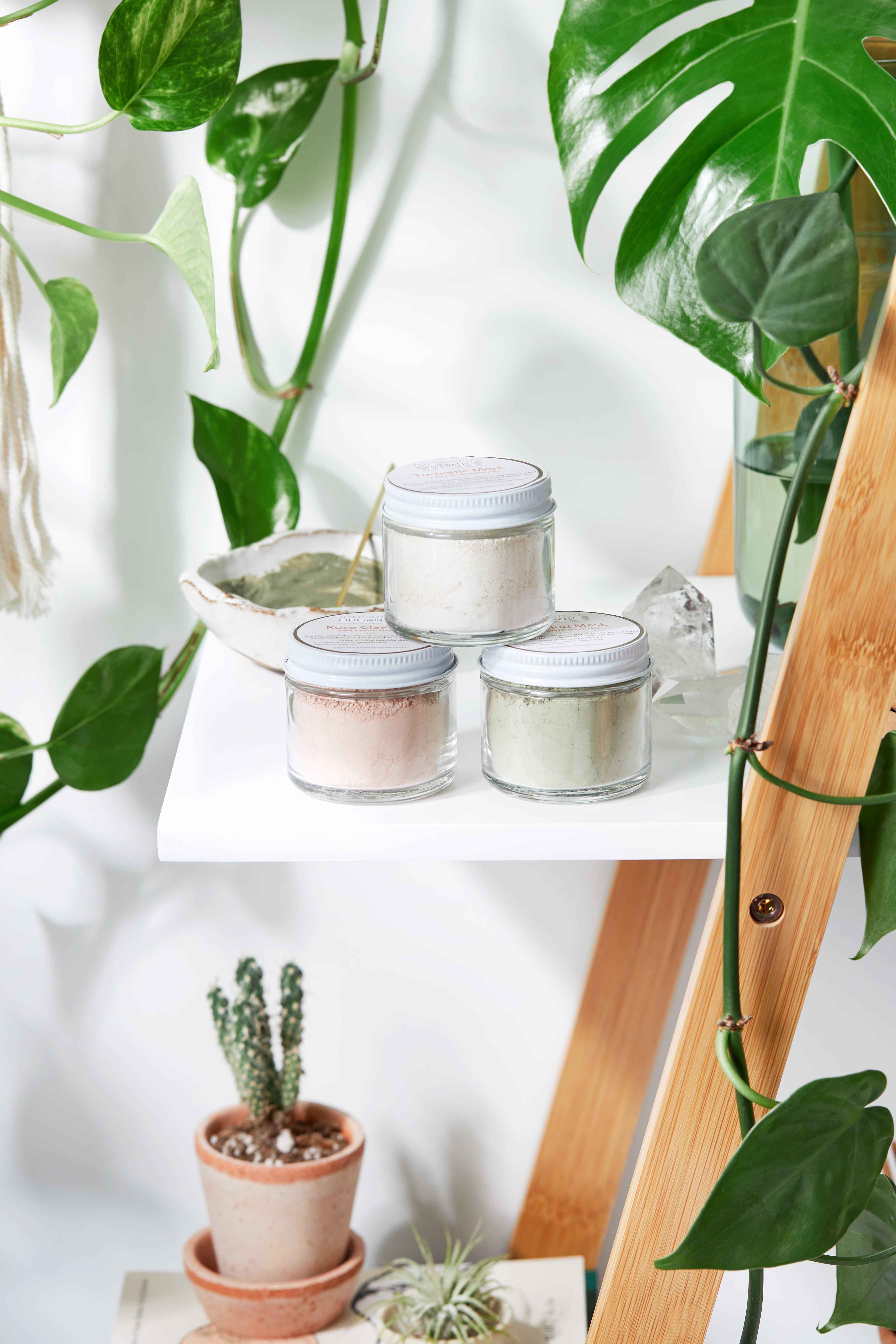 Clay Face Mask Trio Rose Clay French Green Clay Kaolin Clay Turmeric Kelp Calendula by Butter Me Up Organics