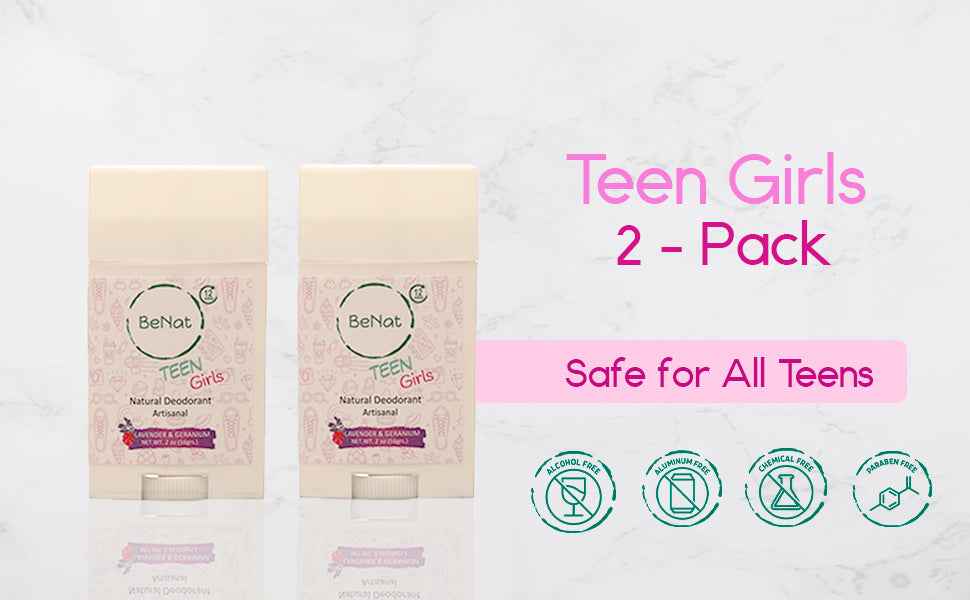 2-Pack all-Natural Deodorants for Kids & Teens