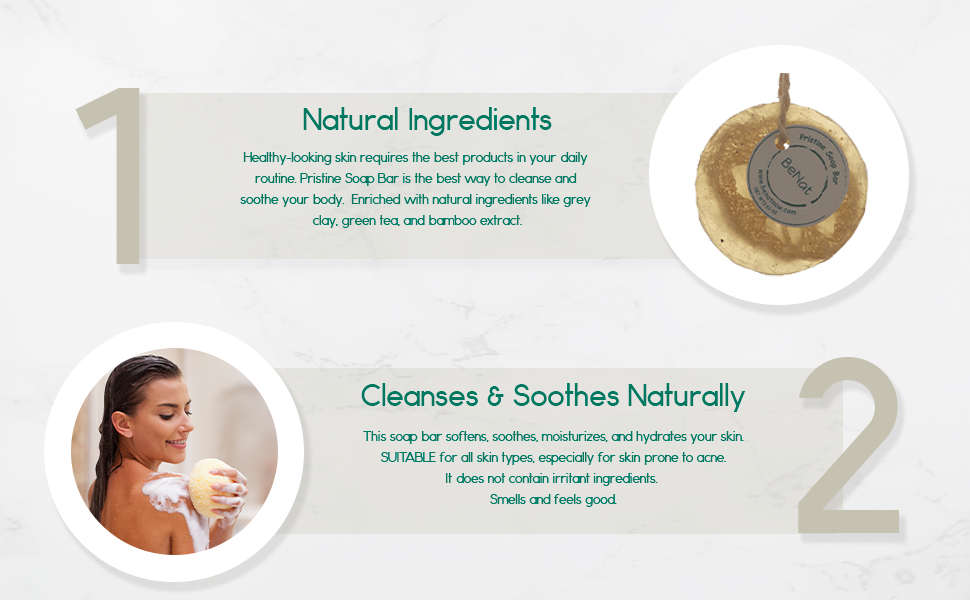 Pristine Soap Bar. Green Clay, Bamboo, and Green Tea. by BeNat