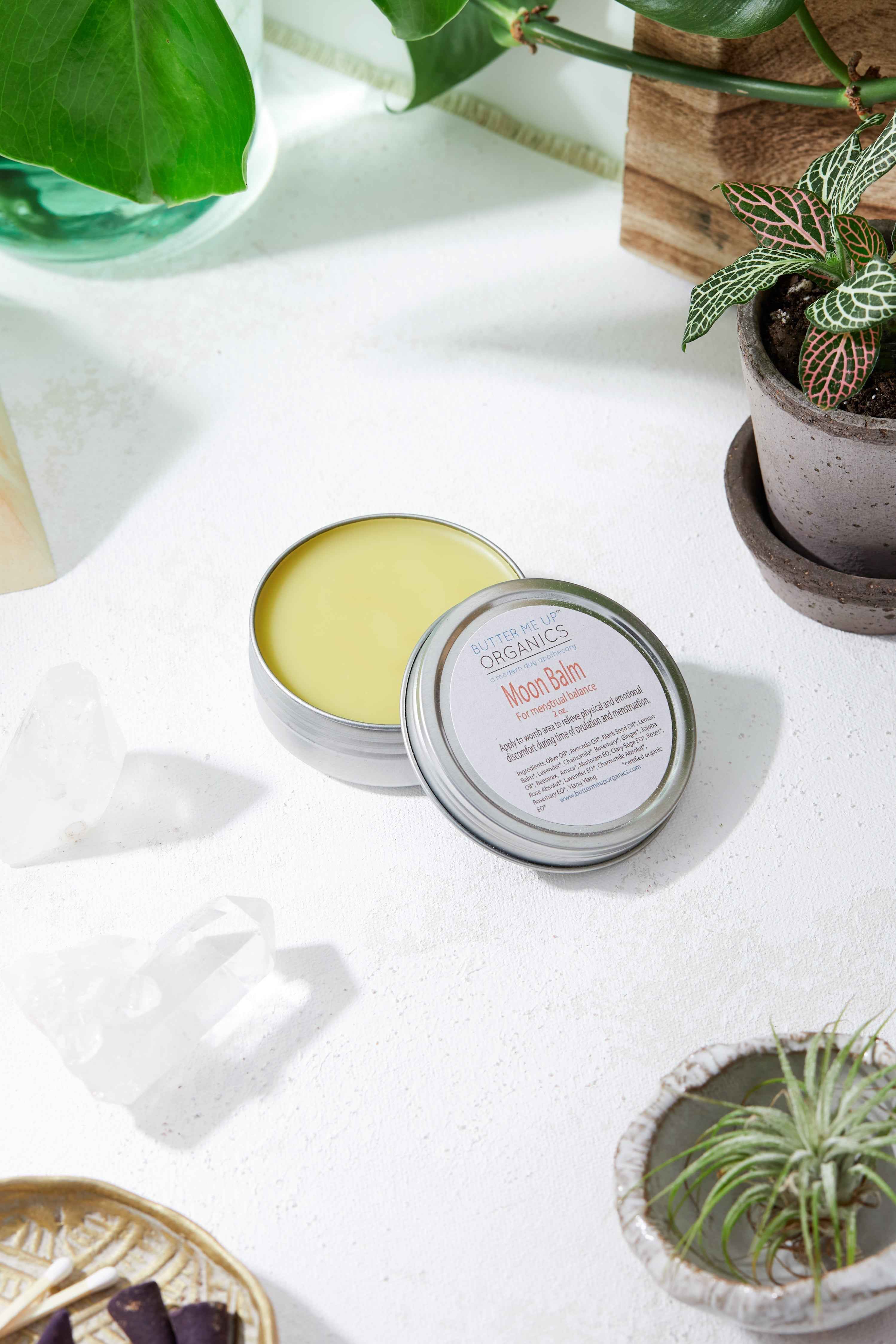 Moon Balm / Menstrual Care / PMS / Period Cramps / Hormone Balancing / Ovulation Pain / Butter Me Up Organics / Organic Skincare / Organic by Butter Me Up Organics