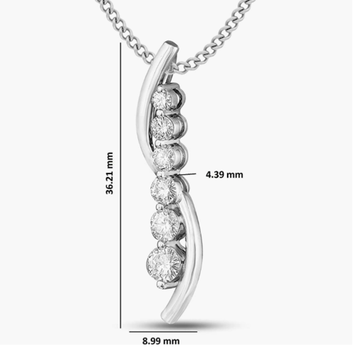 Moissanite Pendant - Multi-Size 0.90 Ct 14K White Gold Necklace for Women
