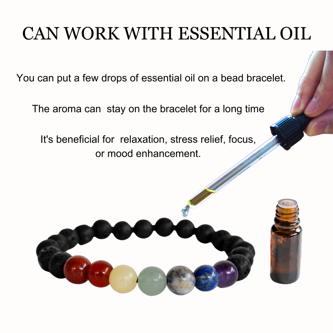 7 Chakra Diffuser Bracelet, Lava with 7 Chakra&