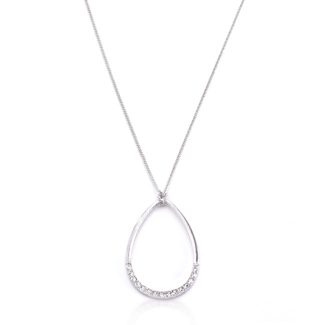 Avera Jewelry Crystal Teardrop Necklace Elegant Silver Pendant DestGlow