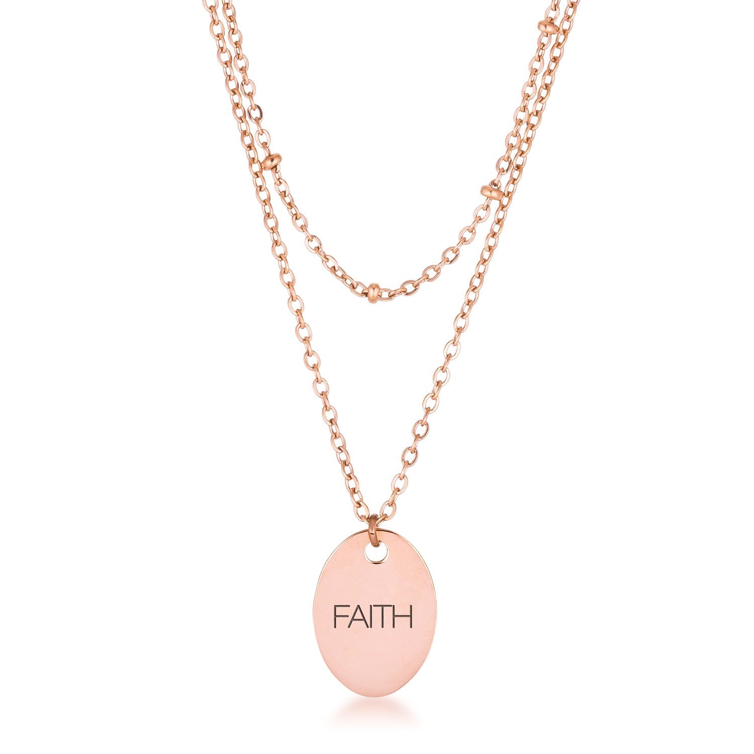 Jewelry Double Chain Faith Necklace In Rose Gold DestGlow