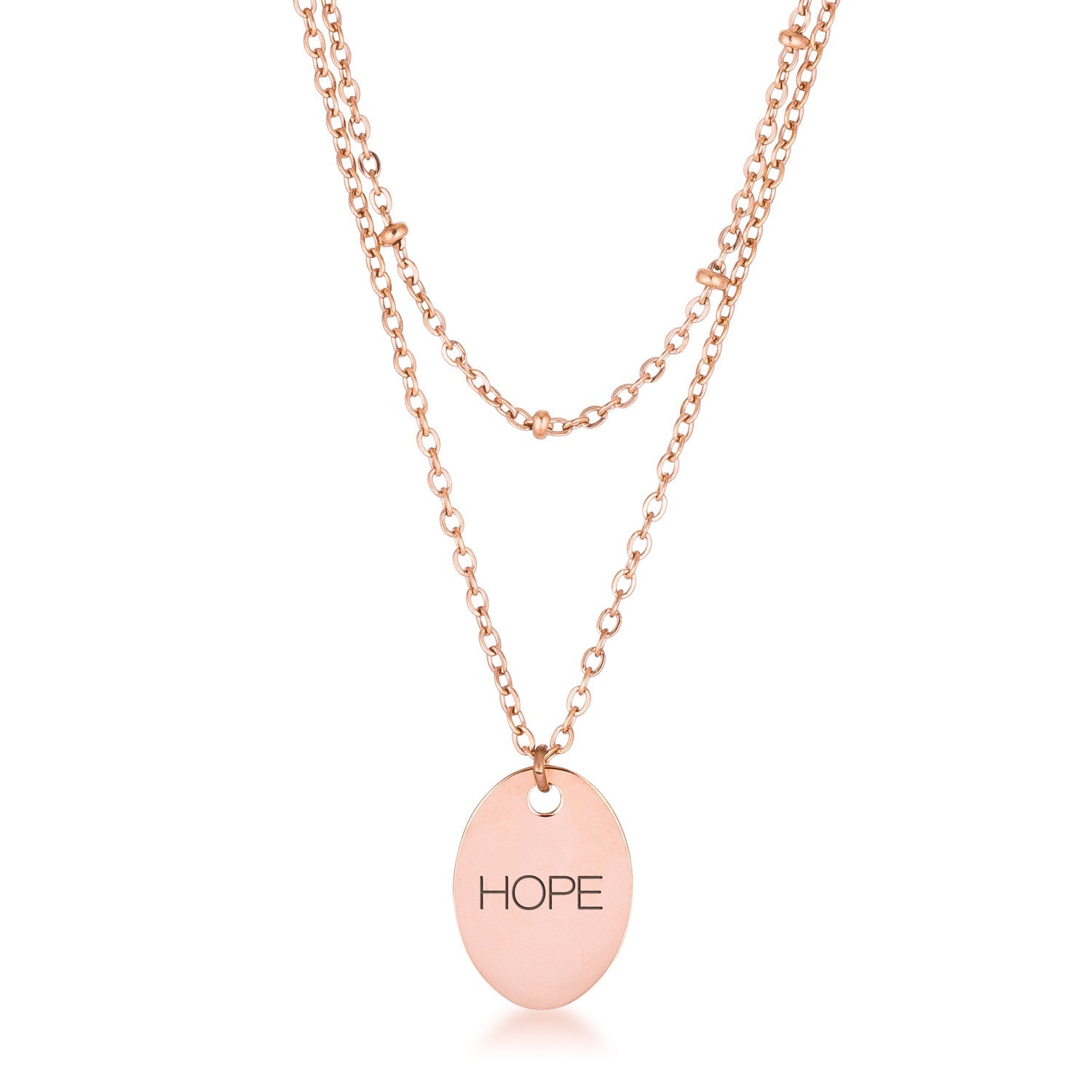 Avera Double Chain Hope Necklace In Rose Gold DestGlow