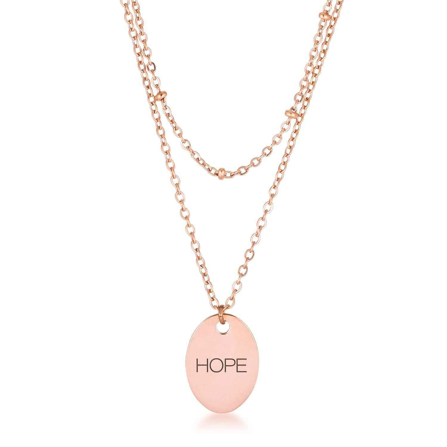 Avera Double Chain Hope Necklace In Rose Gold