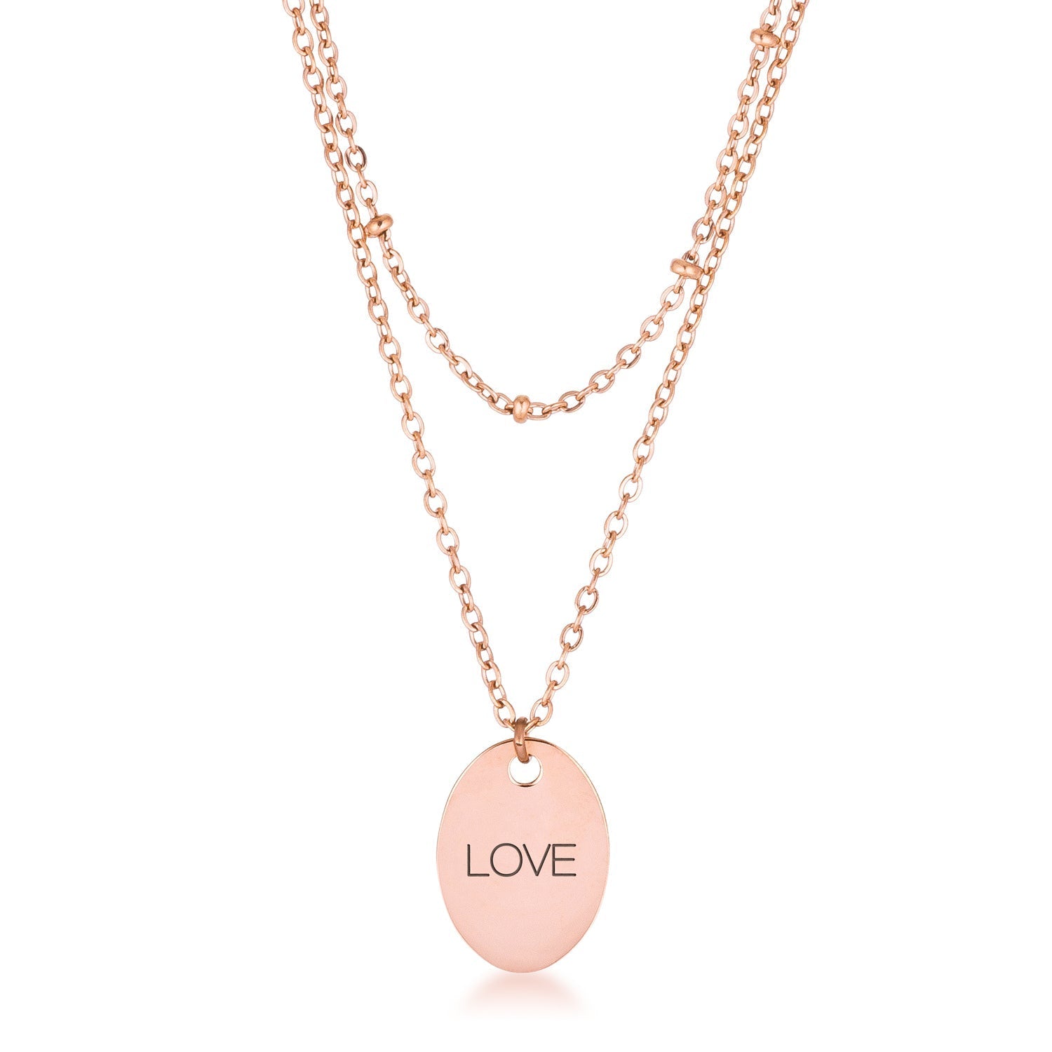 Avera Double Chain Love Necklace In Rose Gold DestGlow
