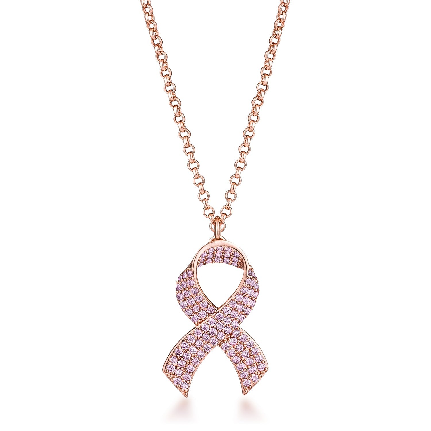 Avera Cz Pave Ribbon Necklace In Radiant Gold Finish