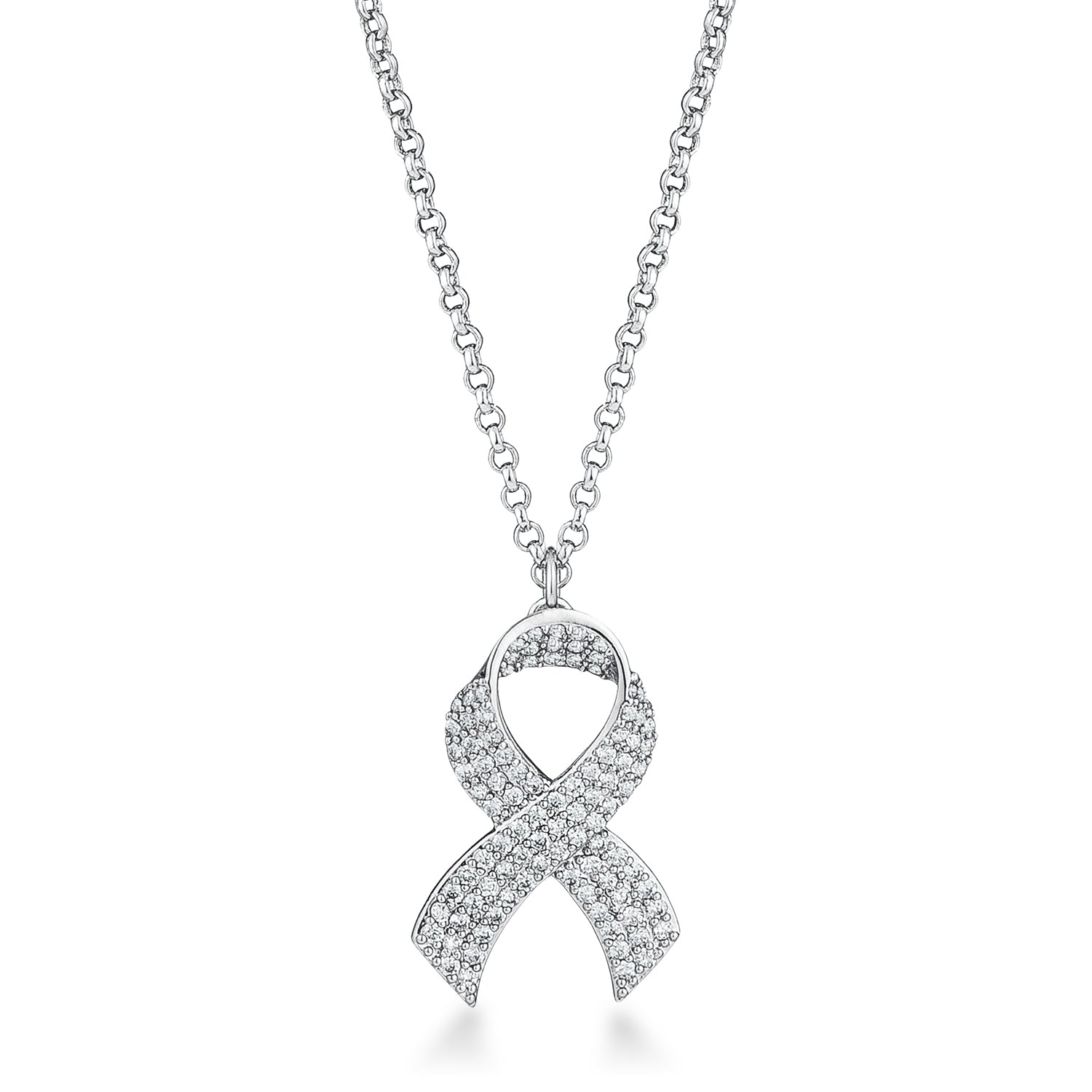 Avera Cz Pave Ribbon Necklace In Radiant Gold Finish