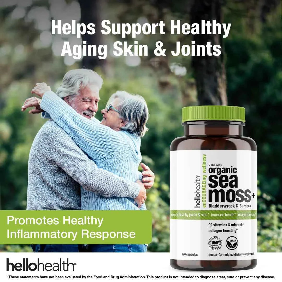 Organic Irish Sea Moss, Organic Bladderwrack, & Organic Burdock capsules by hellohealth