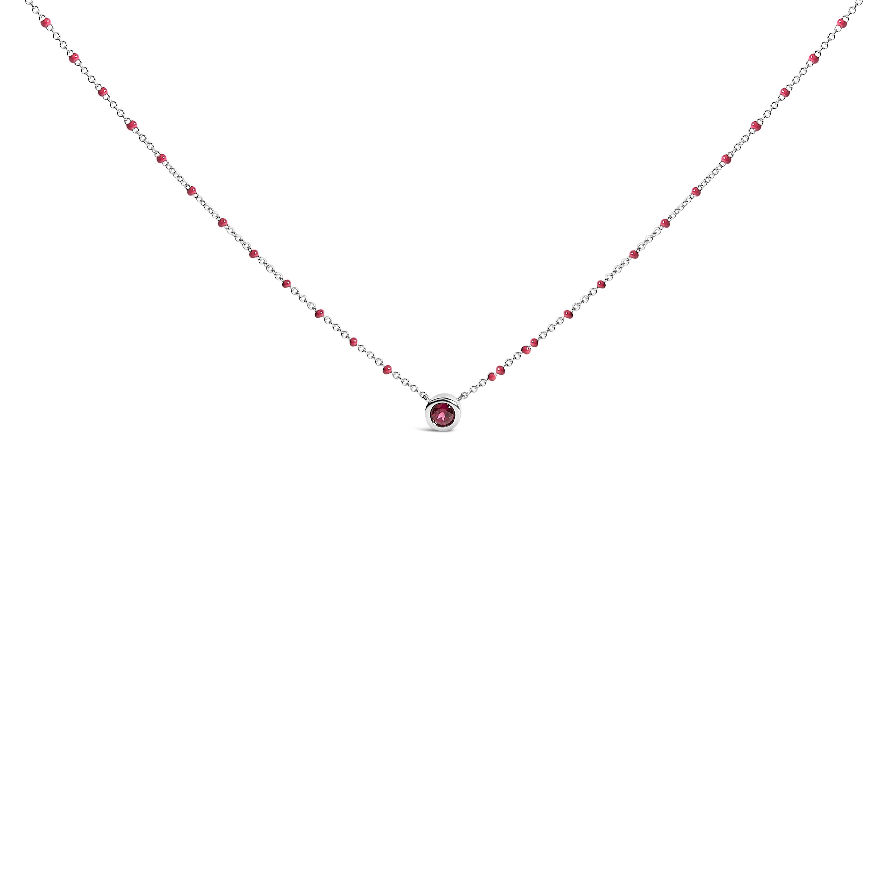 Sterling Silver Rhodolite Enamel Bead Chain Necklace 18 Inch by Bids.com