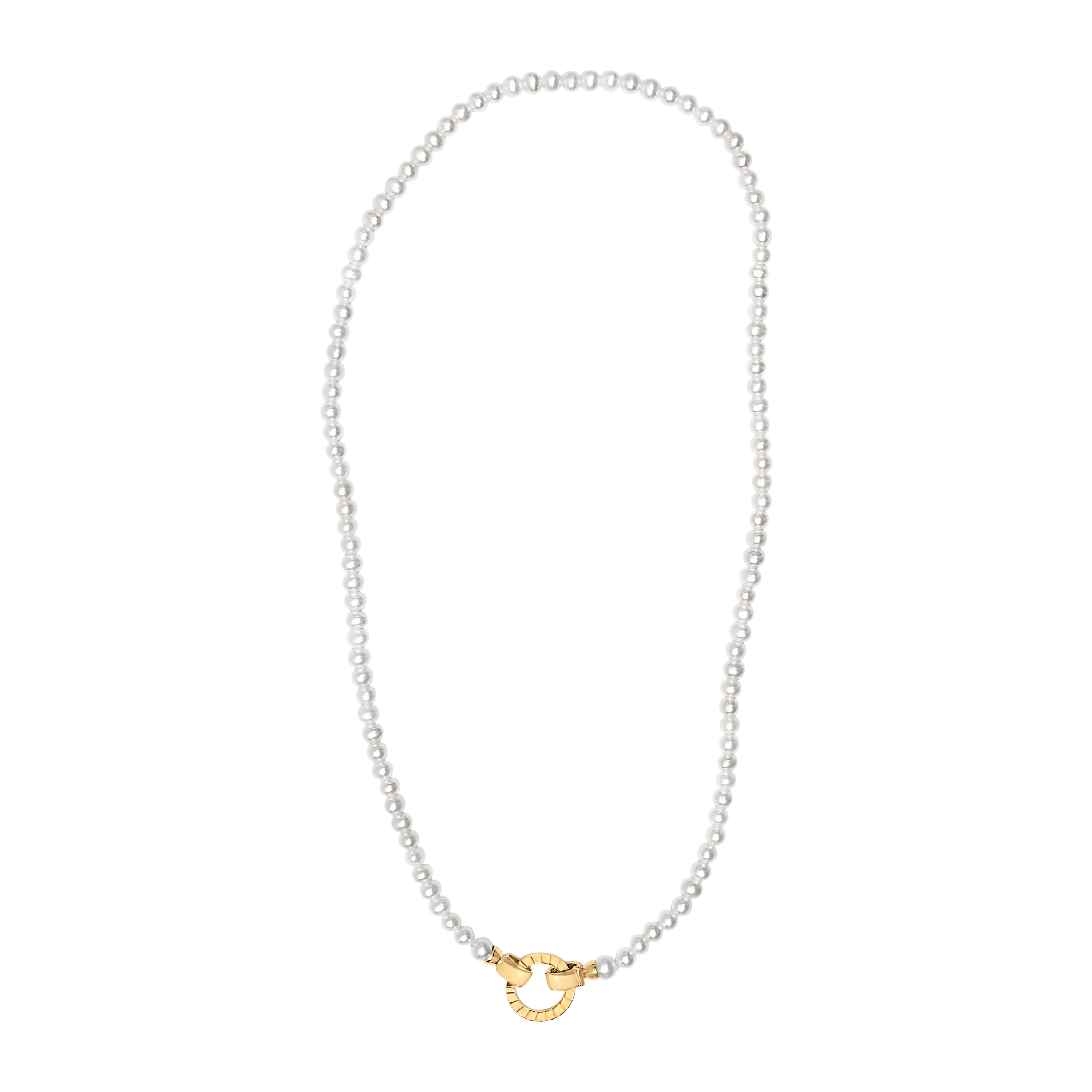 18K Yellow Gold Vermeil Pearl Strand Infinity Necklace DestGlow