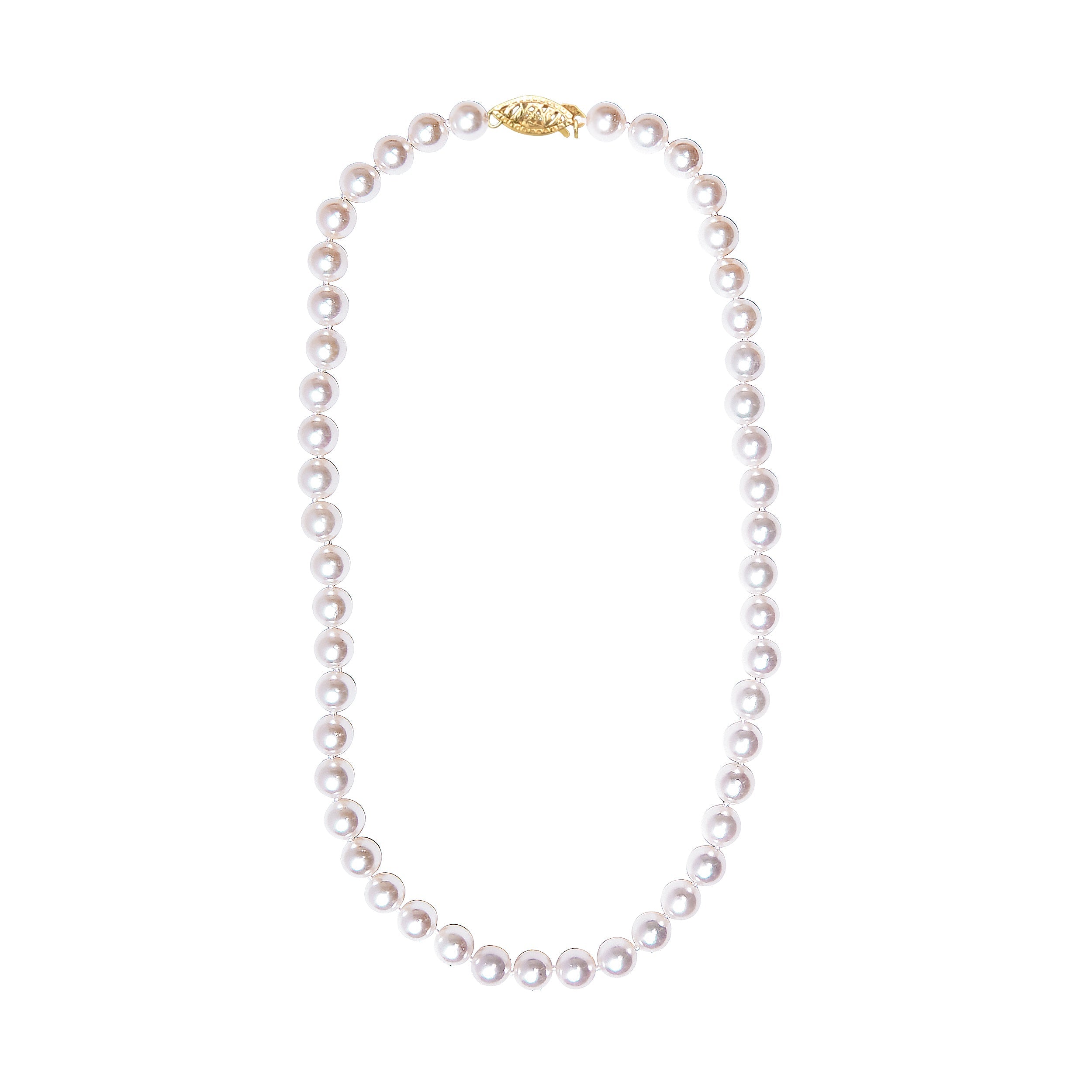 14K Yellow Gold 8.0x8.5mm Akoya Pearl Strand Necklace by Bids.com
